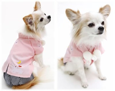 日本pet paradise 漂亮精美刺繡 可愛玉兔 假2件式褲裝 傳統羽織和服 SS