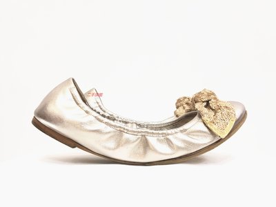 二手旗艦 Louis Vuitton LV 玫瑰金 亮片 蝴蝶結 鬆緊  娃娃鞋 38號(中友店) 26502