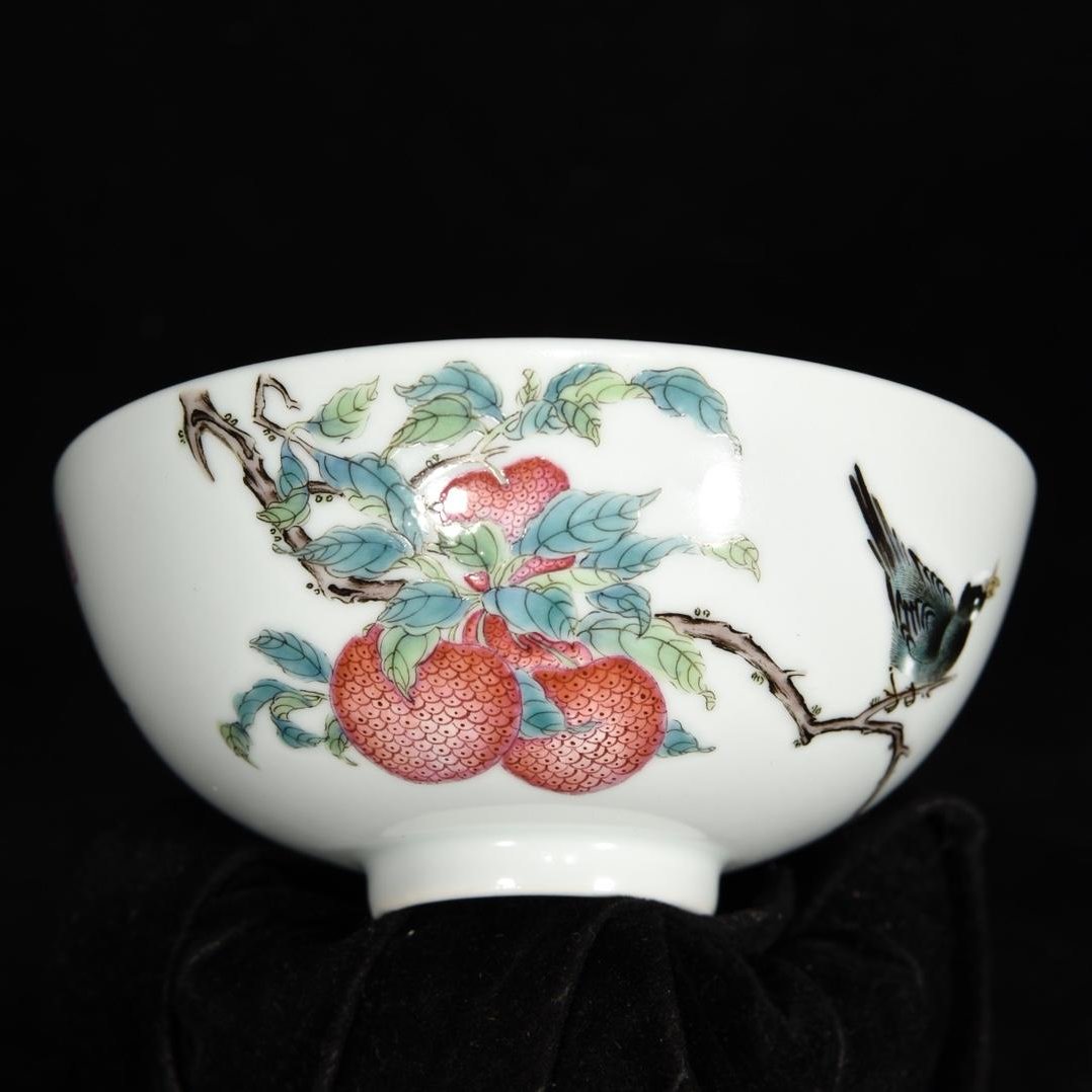 清雍正琺瑯彩花鳥荔枝紋碗，4.2×9.4，1800556粉彩瓷器古瓷| Yahoo奇摩拍賣