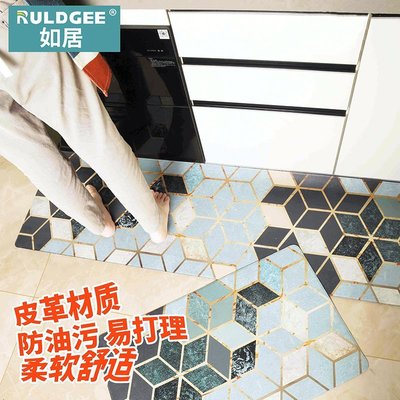 現貨熱銷-北歐廚房地墊簡約現代防水防油可擦免洗腳墊長條家用地毯pvc耐臟