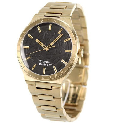 Vivienne Westwood 手錶 39mm 黑色錶面 鍍金錶帶 女錶 男錶 上班族 生日 禮物 VV249BKGD