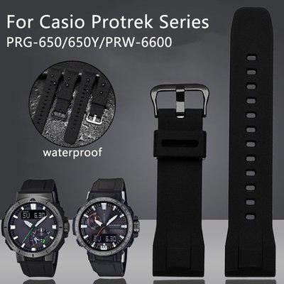 森尼3C-24mm Silicone Watch Strap for Casio Protrek Series PRG-650/6-品質保證