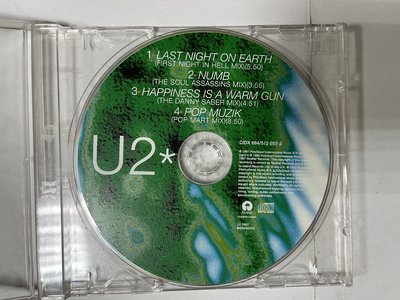 昀嫣音樂(CDz34)  U2 LAST NIGHT ON EARTH NUMB 1997年 *裸片 保存如圖 售出不退