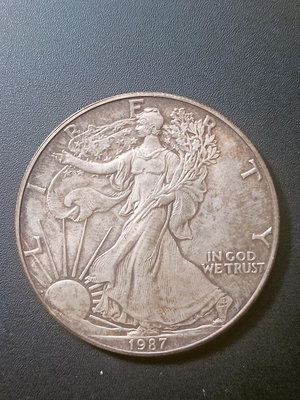 B18美國錢幣 1987年自由女神銀元，新近未流通，值得收藏好銀幣，請見圖