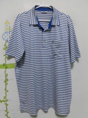 衣市藍~PIERRE BALMAIN 短袖POLO衫 (L~橫條紋~白/藍~) (230820) (衣21)