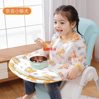 一體式餐椅罩衣寶寶吃飯圍兜防水防髒兒童輔食圍裙可拆-滿599免運