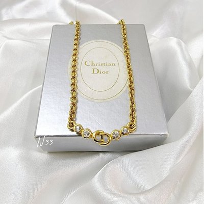 ❌SOLD OUT❌復古 Christian Dior 萊茵石 圓鑽 CD 項鍊 頸鍊 Vintage