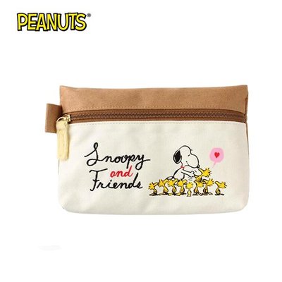 史努比 米白款 毛朋友 筆袋 鉛筆盒 化妝包 收納包 Snoopy PEANUTS 日本正版【560250】