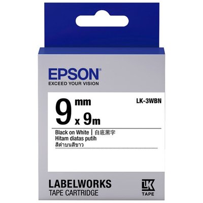 【OA_SHOP】含稅 EPSON 9mm 一般系列 LK-3WBN 白底黑字 標籤帶