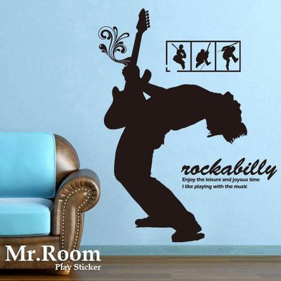 ☆ Mr.Room 空間先生創意壁貼 搖滾吉它手(MS001) 音樂  band 非量產印刷品 精品櫥窗 吉他