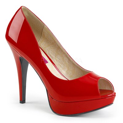 Shoes InStyle《五吋》美國品牌 PINK LABEL 原廠正品漆皮厚底高跟魚口鞋有大尺碼 9-16碼『紅色』