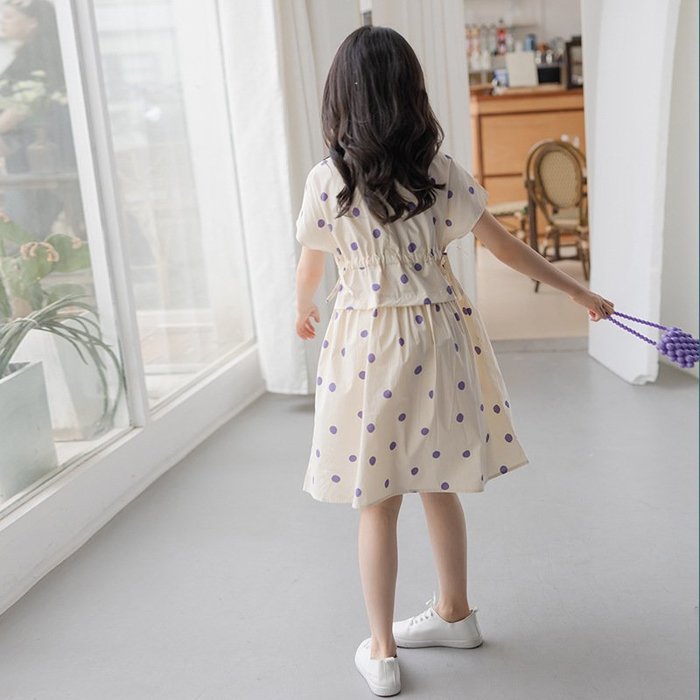 【TF5505】✿寶貝花園✿ 2021夏季新品 女童 波點森系短袖 公主裙 連衣裙 洋裝 親子款