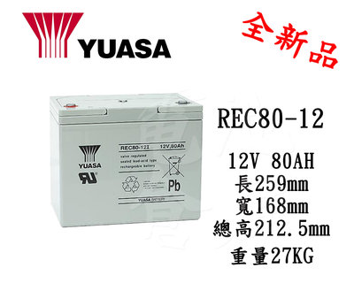 ＊電池倉庫＊YUASA 湯淺 REC80-12 /12V,80A