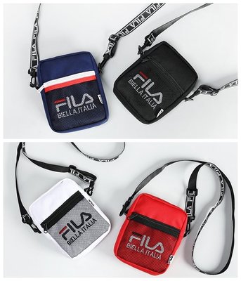 Cover Taiwan 官方直營 FILA 串標 迷你 小包 斜背包 掛包 手機包 錢包 黑色 藏青 藍色 紅色 白色