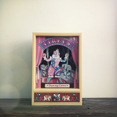 （年代秀）已讓藏～早期日本搖擺小丑發條音樂盒 老件收藏擺飾