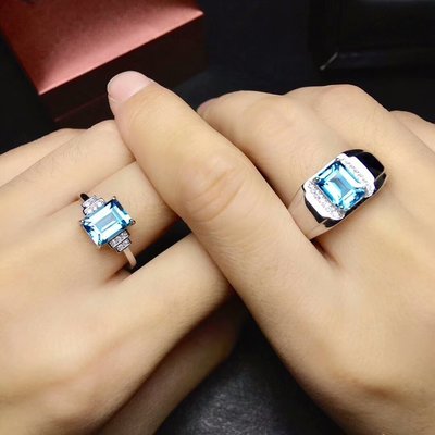 【托帕石戒指】天然托帕石對戒 瑞士藍 情侶戒指