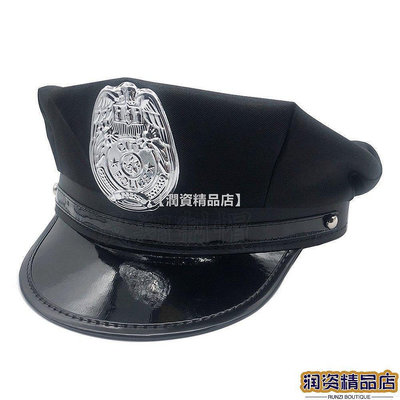 【熱賣下殺價】外貿歐美警察帽黑色成人女警情趣制服誘惑萬聖節道具平頂八角帽