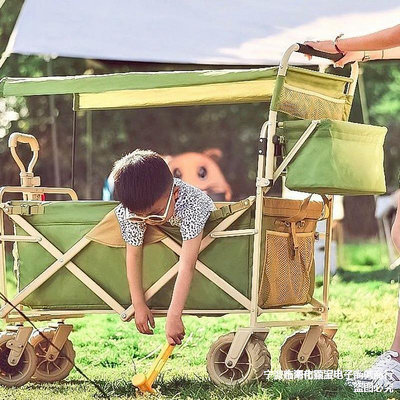 戶外帳篷推車露營車營地野餐手小推車桌板野營拖車可折疊親子車