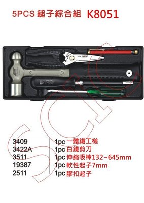 5PCS 鐵鎚子綜合組 鐵工鎚 一體成型 白鐵剪刀 ///SCIC JTC K805