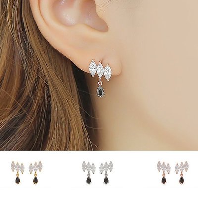 ╭✿蕾兒0509✿╮BB071-韓國精品吸睛款奪目女神晶鑽垂墜耳環耳針耳釘耳飾品