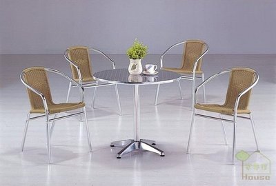 [家事達] 台灣OA-525-4/5 鋁合金休閒圓桌藤椅組 餐桌椅組 特價