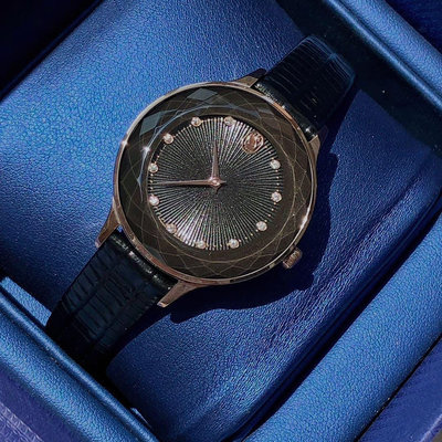 SWAROVSKI Octea Nova 黑色錶盤 黑色皮革錶帶 石英 女士手錶 5650033