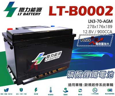 【茂勝電池】鐵力能源 LT-B0002 LN3 AGM 12.8V900CCA 升級版 磷酸鋰鐵電池 歐洲進口車系車專用