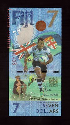 【Louis Coins】B175-FIJI--2016斐濟橄欖球奧運金牌紀念鈔7 Dollars(B)