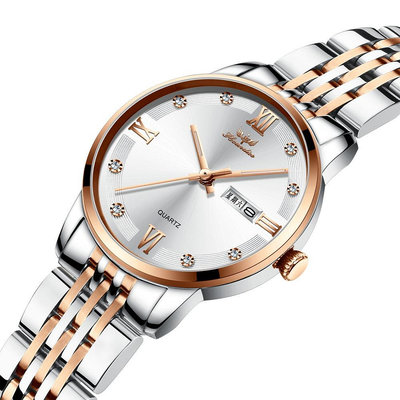 男士手錶 廠家批發海帝斯盾正品手錶女士手精鋼帶雙歷多功能石英錶女