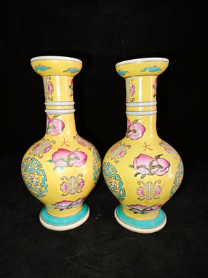 古董瓷器 永慶長春，大雅齋，粉彩福壽瓶2600QR-9001