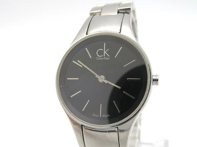 【一元起標】【精品廉售/手錶】瑞士名錶Calvin Klein (CK) 神秘黑 石英女錶/精鋼錶帶*高價靓款*#K43231*防水*佳品