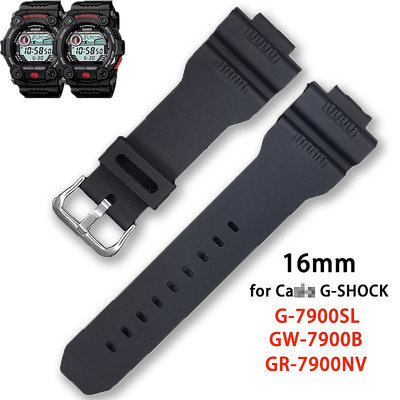 16毫米橡膠錶帶適用於卡  西歐G-SHOCK G-7900SL GW-7900B GR-7900NV替換錶帶矽膠軟運動