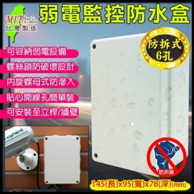 台灣製 防水接線盒 145(長)x95(寬)x78(深)mm 集線盒 室外監控防水盒 螺絲鎖防拆式卡榫設計 特殊進出線