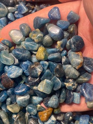 磷灰石碎石、藍磷灰石、少見、消水腫、磷灰石非常少見、手珠手排擺件都非常少、重本做碎石、不是小顆的、平均每顆都有1平方公