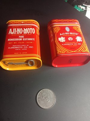 懷舊 日本 味素 鐵盒 罐底附卷鑰匙