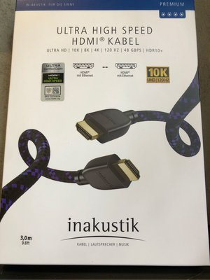 [ 沐耳 ] 德國線材精品 inakustik 4K /8K / 10K HDMI 2.0 版本影音訊號線 PREMIUM 系列 3 米