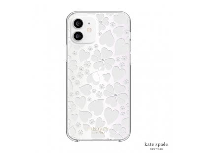 Kate Spade 愛心幸運草 Clover Hearts iPhone 12/12 Pro 6.1吋 白色鑲鑽透明殼