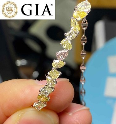 【台北周先生】天然Fancy彩色鑽石 12顆共2.47克拉 無燒 乾淨VS 高品質 彩鑽花圈手鍊 18K白金 送GIA證