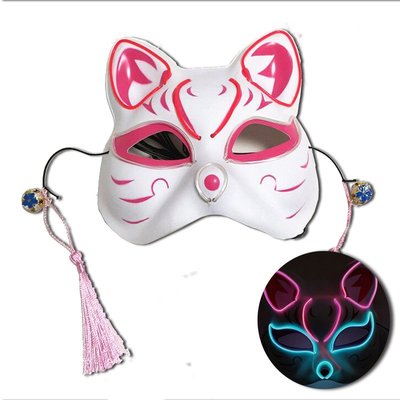 EL 冷光面具 貓面具 貓臉面具 狐狸 日式和風 妖狐 狐狸面具 陰陽師【A88000701】塔克百貨