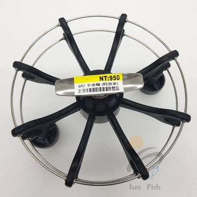 《三富釣具》WEFOX 電木黑車輪雙搖柄牛車輪(加煞車) 6吋