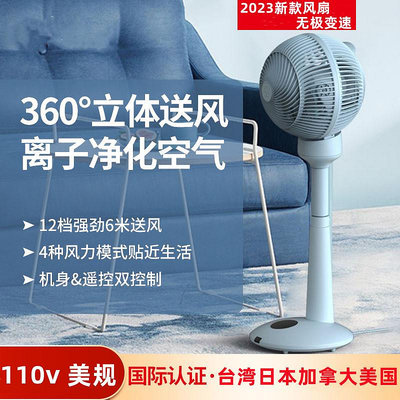 110v球形360°搖頭電風扇家用 落地扇遙控定時空氣循環扇台灣美國
