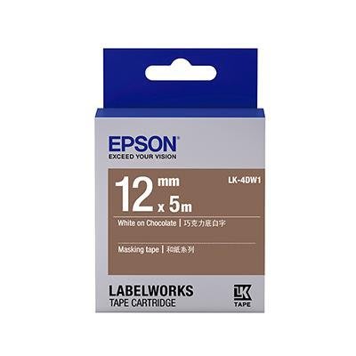 【KS-3C】EPSON 12mm 和紙系列原廠標籤帶 LK-4DW15 巧克力底白字《含稅含運》