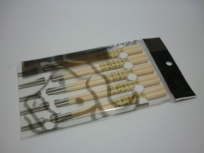 【主婦廚房】牛頭牌雅潔  #304不銹鋼  複合筷子(八角彩繪款)5雙組~台灣製造(象牙白)