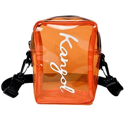 【AYW】KANGOL LOGO BAG PVC可拆式 橘色款 果凍包 單肩包 小方包 透明小包 外出包 斜背包 側背包