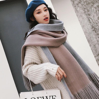 【AISH】新款韓版圍巾女 冬季秋加厚學生保暖披肩百搭雙面針織毛線圍脖兩用（滿599元）