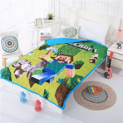 150x200cm 遊戲 Minecraft 夏季被子縫空調毯子提花舒適床罩 MC 卡通床上用品