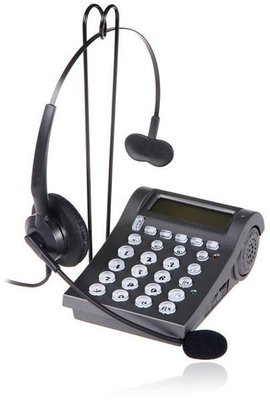 特價400型,來電顯示 話務耳機電話+免持聽筒耳機,客服電訪人員電話行銷;家用電話可用