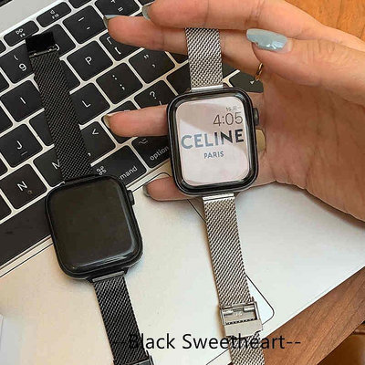 適用於Apple Watch7654321se手錶帶 百搭米蘭尼斯金屬錶zx【飛女洋裝】