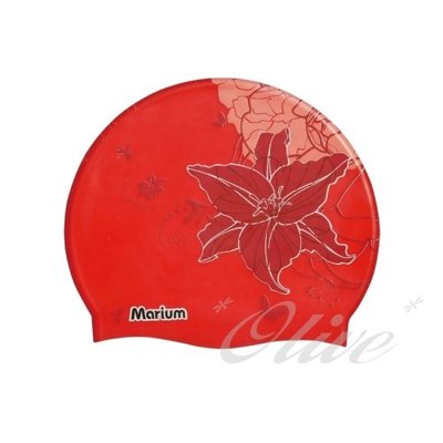 ☆小薇的店☆MARIUM品牌印花圖騰矽膠帽泳帽特價260元NO.MAR-2601(紅)