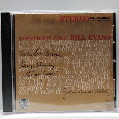 爵士CD Bill Evans【Everybody digs Bill Evans】1987 加拿大版